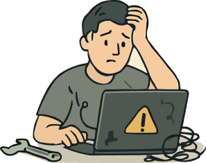 Frustrated person with laptop